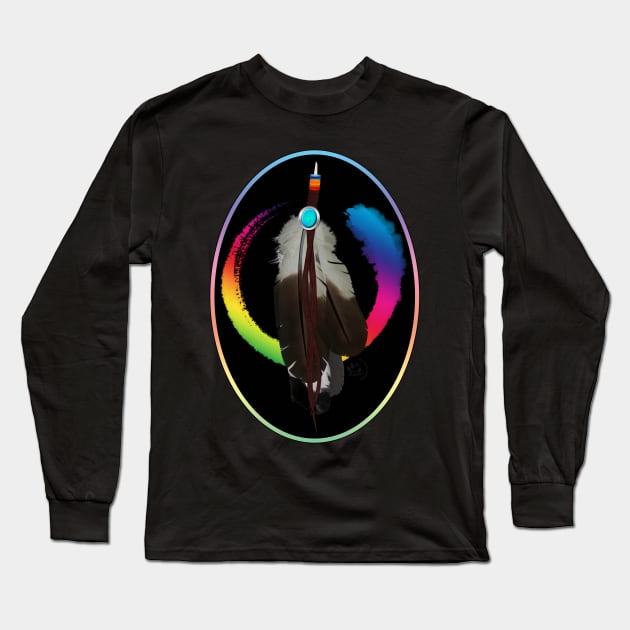 Pride Paint and Eagle Feathers Long Sleeve T-Shirt by Sean Damien